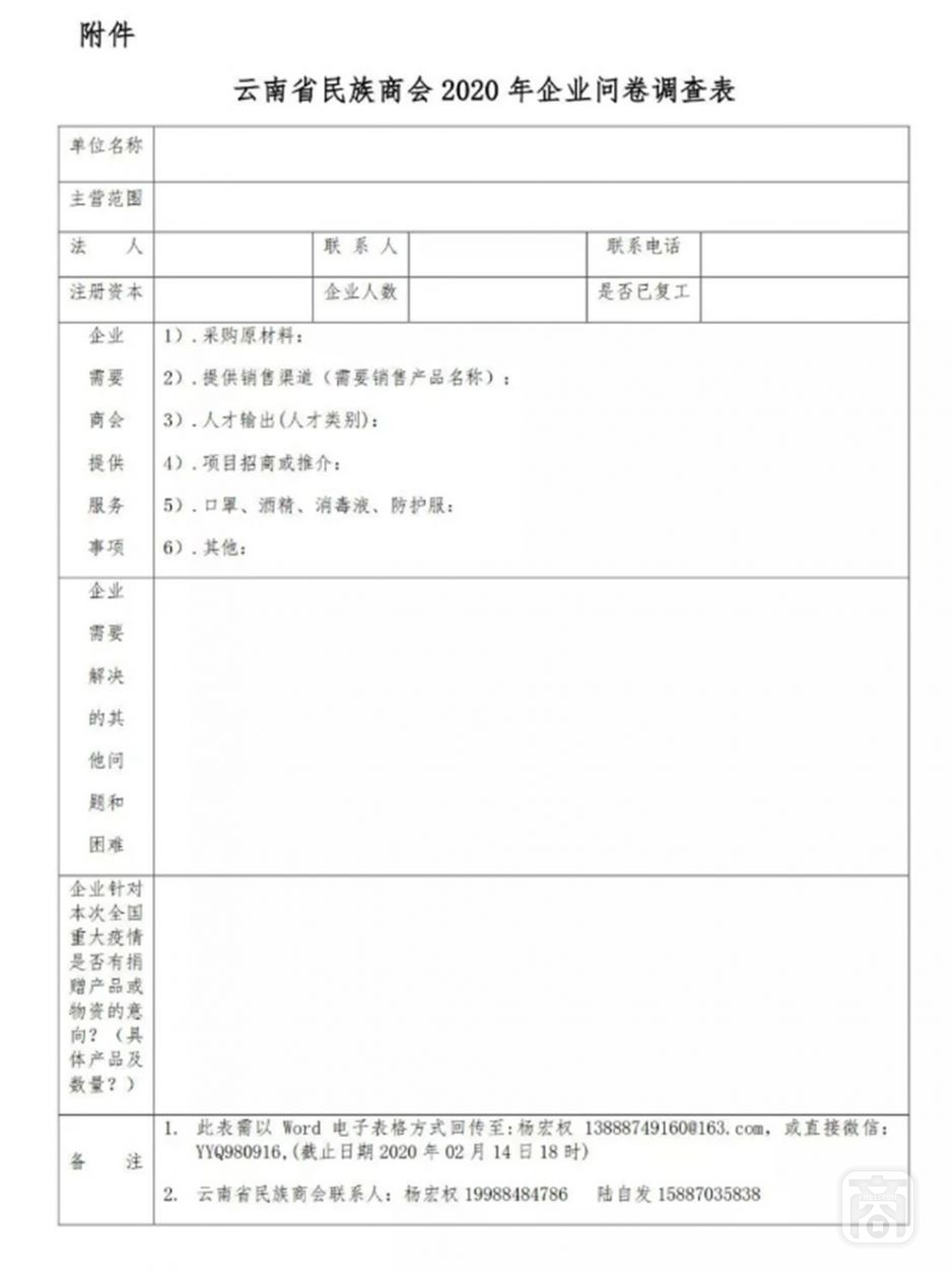 關(guān)于填報(bào)云南省民族商會2020年企業(yè)問卷調(diào)查表的通知3.jpg